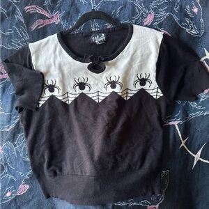 Hell Bunny Black and White Spider Web Sweater